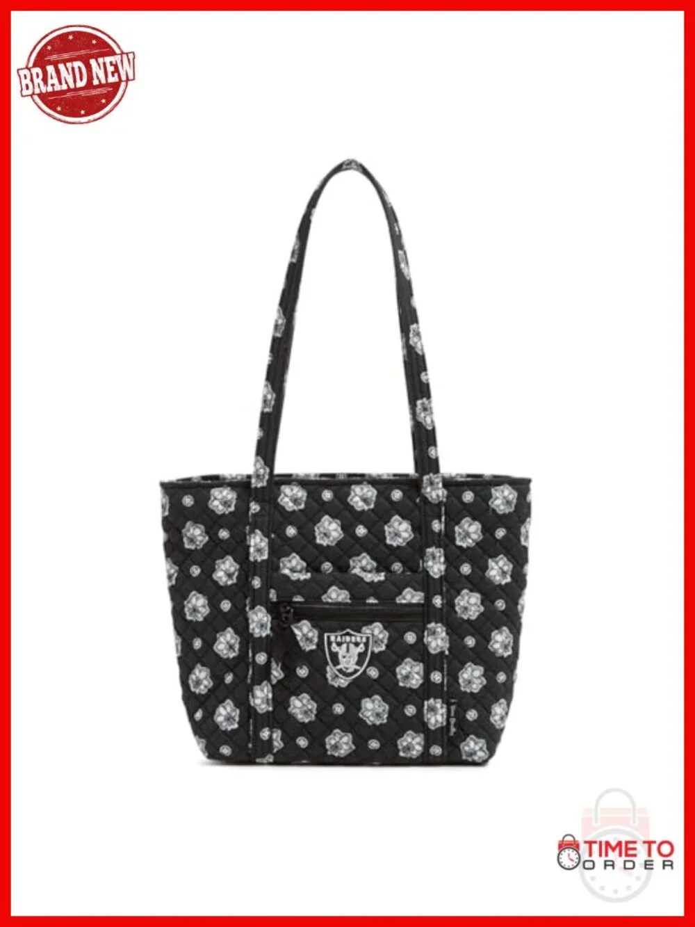 Cotton Small Tote Bag with Zip Closure and Multiple Pockets